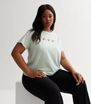 New Look Curves Mint Green 3 Bees Crew Neck T-Shirt